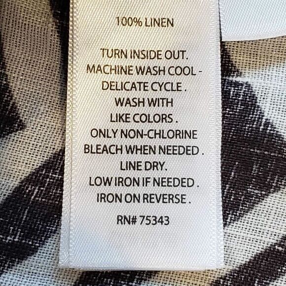 Tahari Shirt Womens XL Zebra Stripe Linen Button Up Long Sleeve Lagenlook - Picture 7 of 8